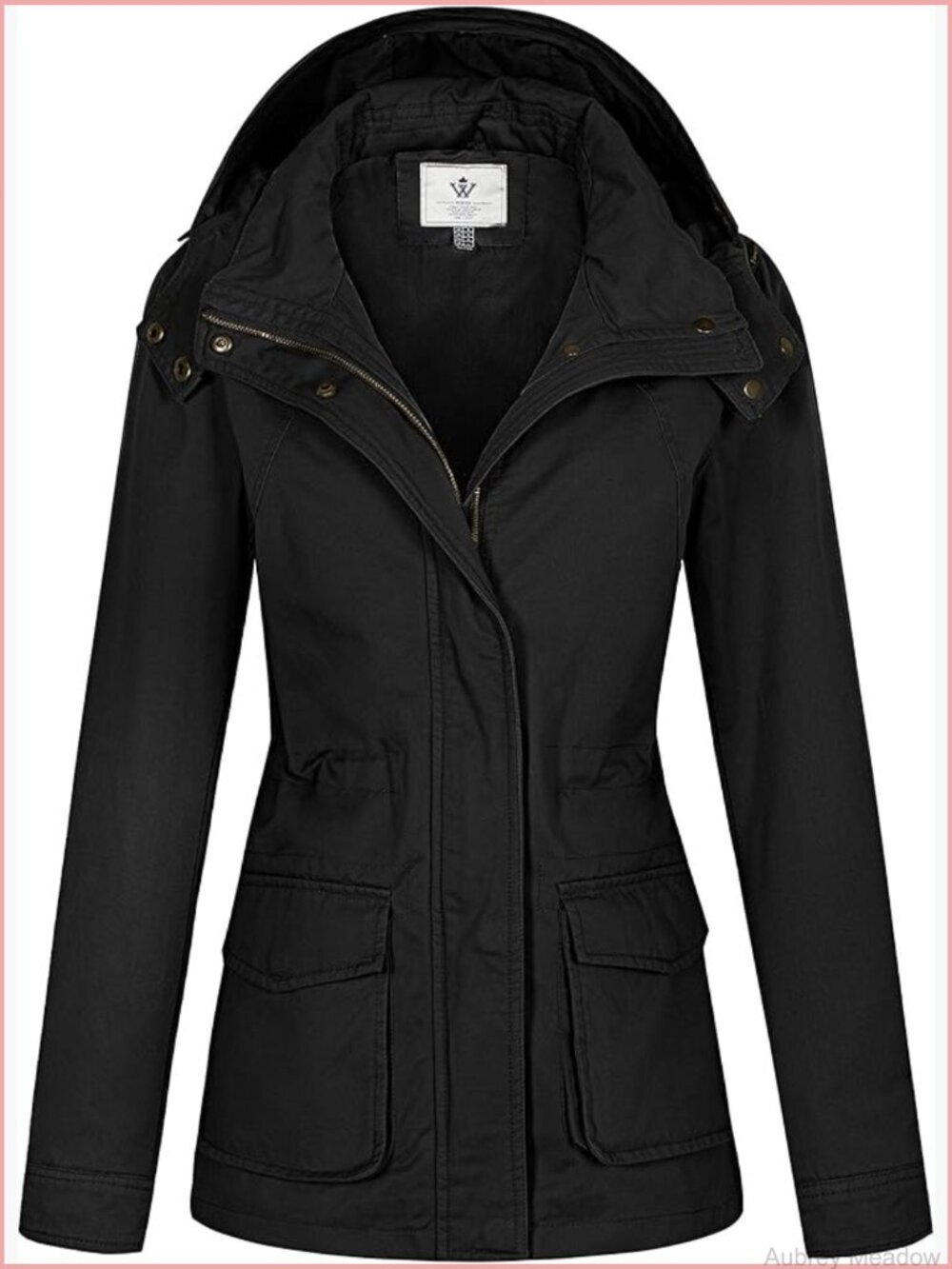 Women's Casual Cotton Military Jacket Lightweight Hooded Anorak Coat
